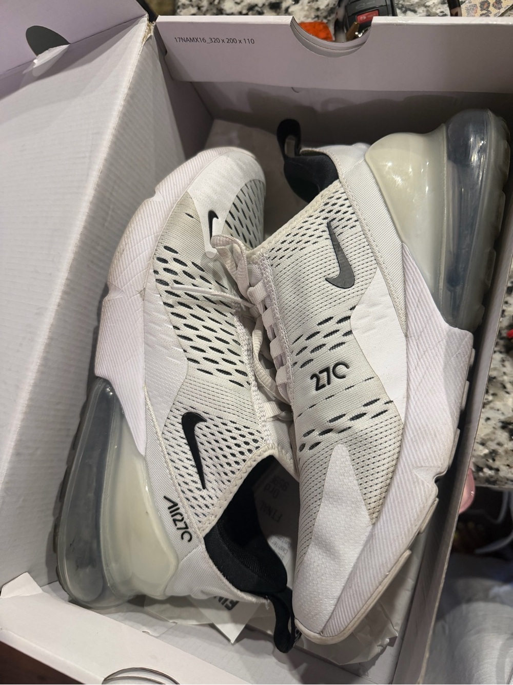 Nike Air Max 270 White with Black Accents Sneakers